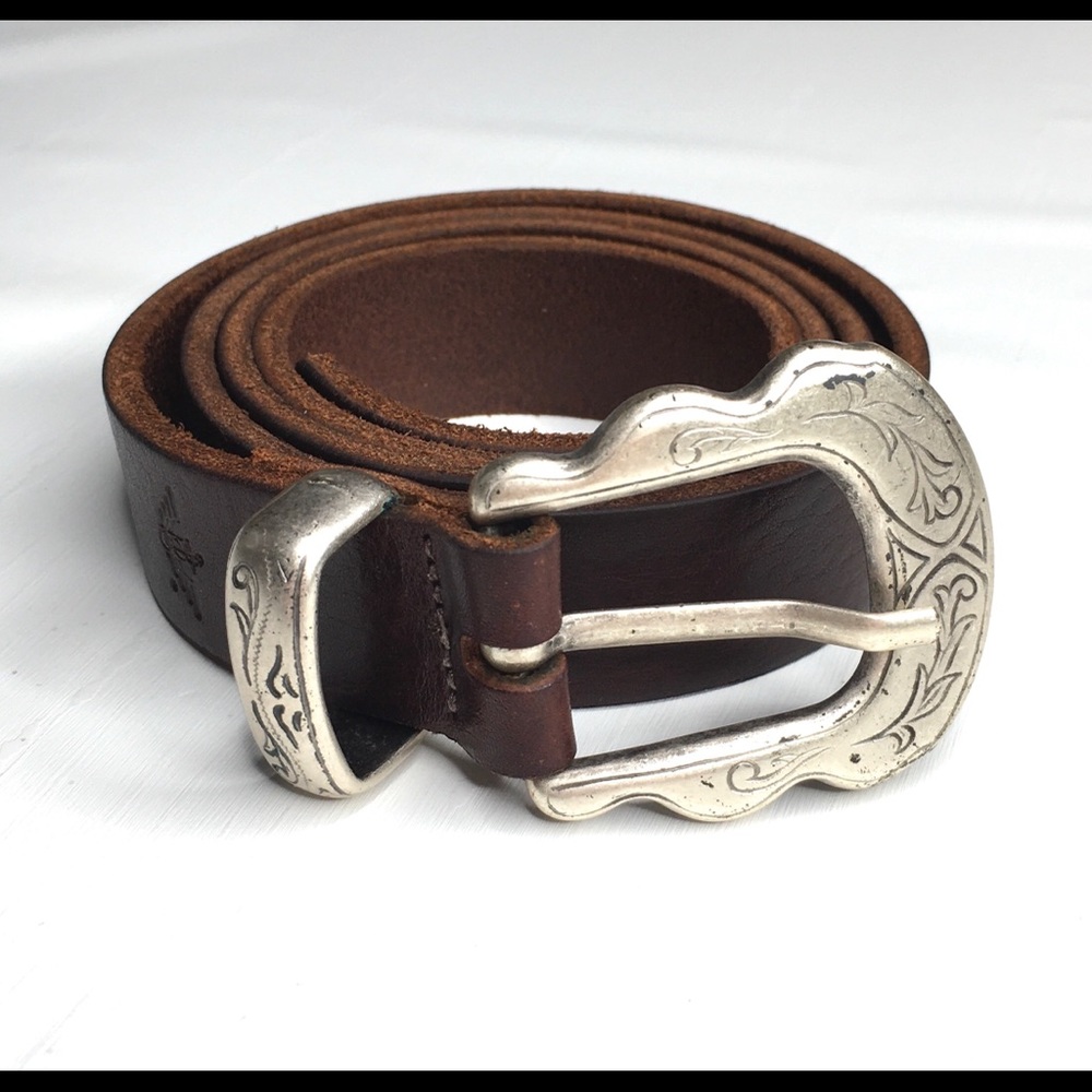 DOCKERS Belt Brown Leather Mens Size 34-38 Full Grain Steershide Handmade In USA
